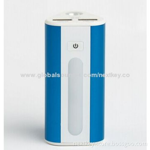 Power bank, 6,000mAh for iPhone, Samsung Galaxy, HTC with LED lights and dual USB, made of ABS mater